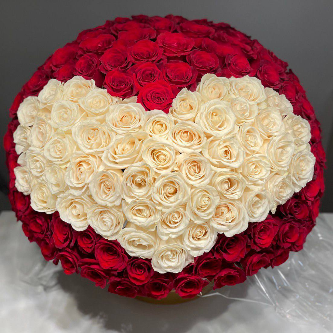 150 Roses — Heart Box Arrangement